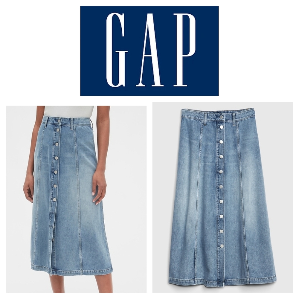 Gap denim Button-Front Denim Midi Skirt